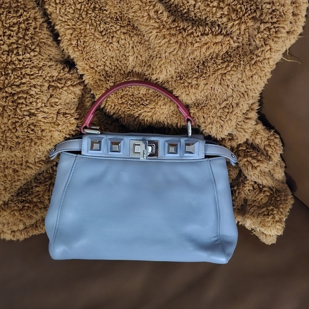 Fendi Mini Peekaboo Top Handle Bag Calf Leather